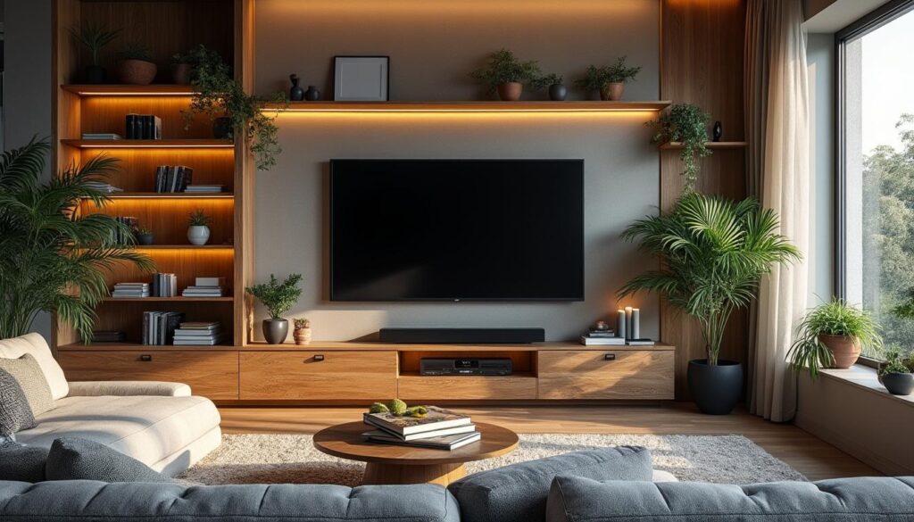Décor du TV mural : idées pour un salon moderne et chaleureux